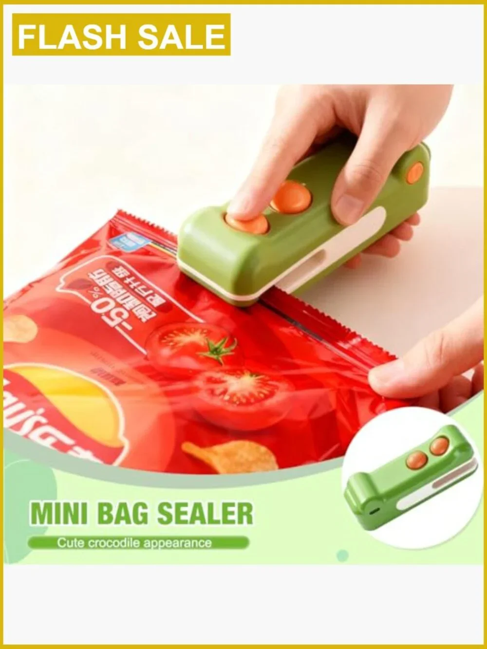 Mini Bag Sealer with Cutter and Magnet, Rechargeable Heat Sealer for Snack Bags